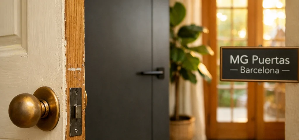 Escena cálida de un pasillo con puertas que muestran cómo afectan las puertas de interior al estilo general de una vivienda.