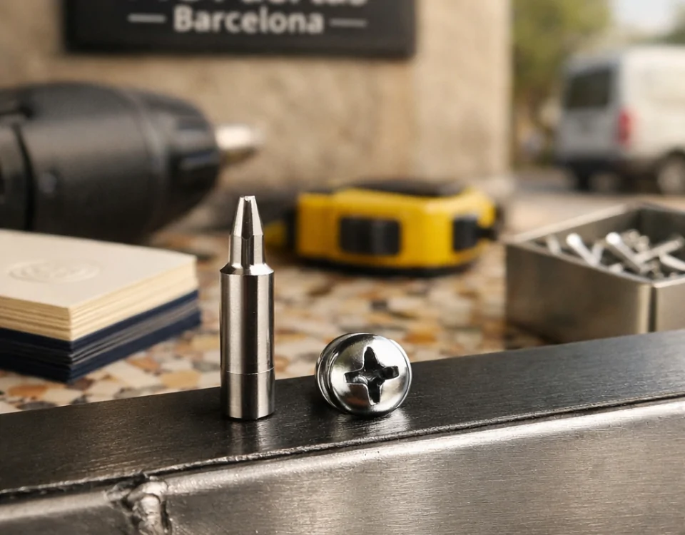 Mano y antebrazo de un instalador sosteniendo un destornillador en una puerta blindada; ideal para quienes buscan "que empresas ofrecen el mejor servicio de instalacion de puertas blindadas en Barcelona". Mano y antebrazo de un instalador sosteniendo un destornillador en una puerta blindada; ideal para quienes buscan "que empresas ofrecen el mejor servicio de instalacion de puertas blindadas en Barcelona".